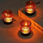24pcs Fall Amber Votive Candle Holders Wedding Centerpieces for Tables in Brown