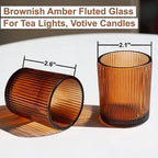 24pcs Fall Amber Votive Candle Holders Wedding Centerpieces for Tables in Brown, alternate view 2