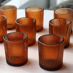 24pcs Fall Amber Votive Candle Holders Wedding Centerpieces for Tables in Brown, alternate view 3