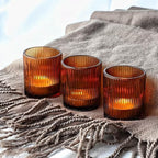 24pcs Fall Amber Votive Candle Holders Wedding Centerpieces for Tables in Brown, alternate view 4