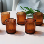 24pcs Fall Amber Votive Candle Holders Wedding Centerpieces for Tables in Brown, alternate view 6