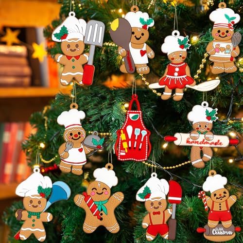 24pcs Gingerbread Christmas Decoration for Tree - Cooking Gingerbread Man Ornaments Christmas Hanging Decor for
