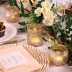 24Pcs Gold Votive Candle Holders - Glass Candle Holder Bulk for Table Centerpiece, Tea Lights Candle Holders for, alternate