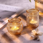 24Pcs Gold Votive Candle Holders - Glass Candle Holder Bulk for Table Centerpiece, Tea Lights Candle Holders for, alternate