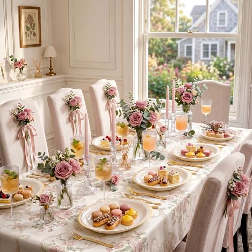24PCS Ivory Oval Plastic Plates for Party Wedding Thanksgiving in 13 Inches in Ivory And Gold, alternate view 6