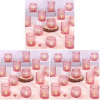 24Pcs Pink Votive Candle Holders- Glass Candle Holders Bulk for Flameless LED Tea Waxes, Romantic Candle Holder