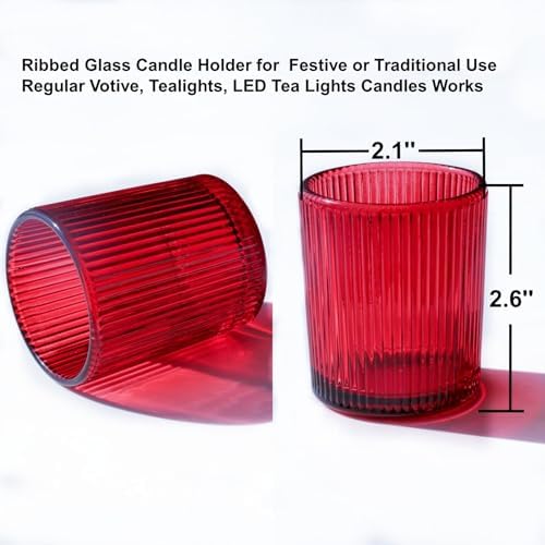 24pcs Red Votive Candle Holders for Table Centerpiece Valentines Day in Red, alternate view 3