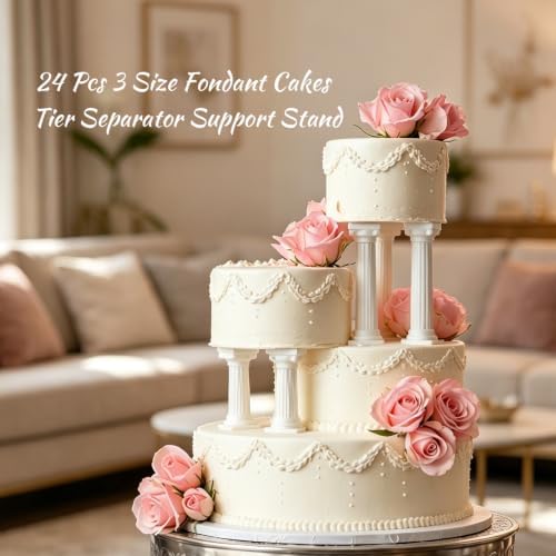 24Pcs Roman Column Cake Stand Set, 3 Sizes Tier Separator Support Stands, Multi-Layer Pillars for Wedding and, alternate view
