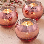 24PCS Rose Gold Votive Candle Holders for Table Centerpieces in Rose Gold