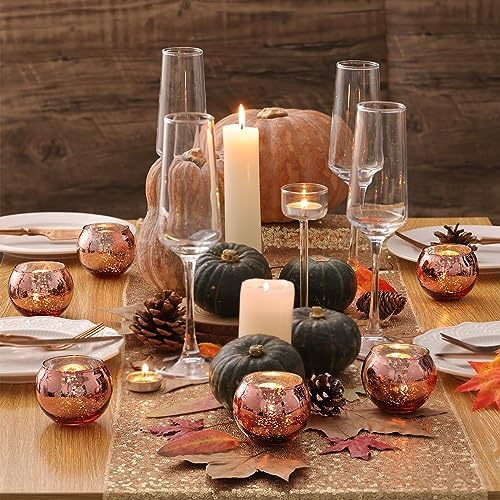 24PCS Rose Gold Votive Candle Holders for Table Centerpieces in Rose Gold, alternate view 4