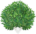 24Pcs Stems Bulk, Artificial Silk Green Leaves Garland, 20"Fake Branches, Hanging Plants Spray Vines for DIY