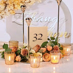 24PCS Vintage Ribbed Gold Votive Candle Holders, Glass Candle Holder for Wedding Decorations, Tealight Candle, alternate view