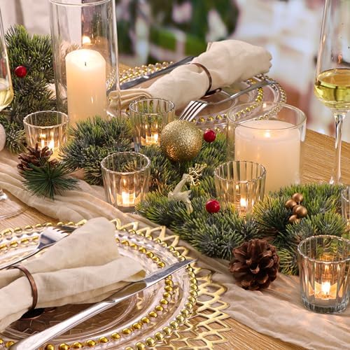 24Pcs Vintage Ribbed Votive Candle Holders, Glass Candle Holder for Wedding Table Decor, Tea Lights Candle, alternate view 6