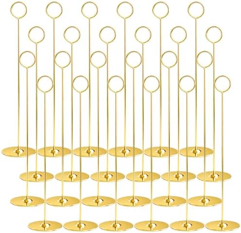 24PK Table Number Holders Place Card Holders 12 Inch Table Card Holders Steel Card Holders for Photos, Food