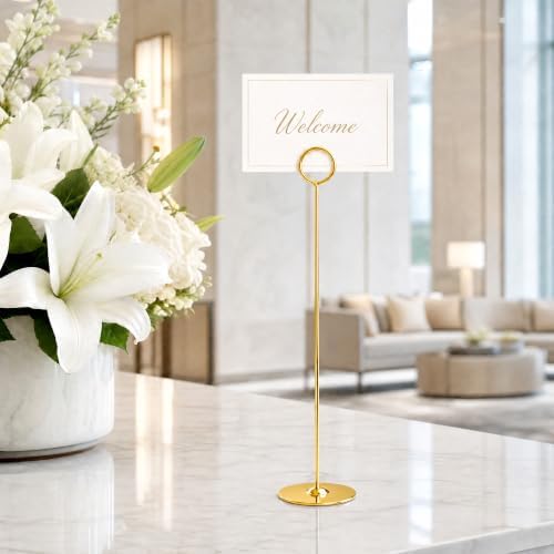 24PK Table Number Holders Place Card Holders 12 Inch Table Card Holders Steel Card Holders for Photos, Food, alternate view 2