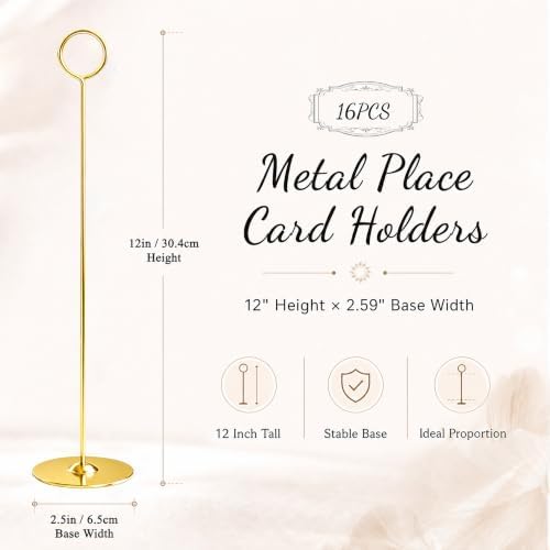 24PK Table Number Holders Place Card Holders 12 Inch Table Card Holders Steel Card Holders for Photos, Food, alternate view 3