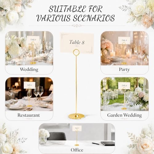 24PK Table Number Holders Place Card Holders 12 Inch Table Card Holders Steel Card Holders for Photos, Food, alternate view 6