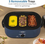 24QT Electric Roaster Oven with 3 Buffet Server for 30lb Big Turkey in Blue, alternate view 3