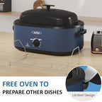 24QT Electric Roaster Oven with 3 Buffet Server for 30lb Big Turkey in Blue, alternate view 7