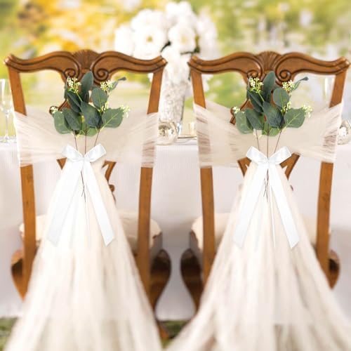 24Sets Wedding Aisle Decorations for Ceremony Set Wedding Chair Decorations, alternate view 5