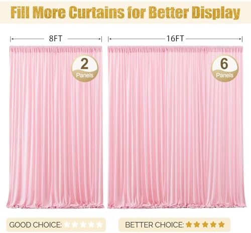 24x10FT Baby Pink Backdrop Curtains for Wedding Parties, Wrinkle Free Polyester Photography Backdrop Drapes for, alternate