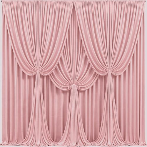 24x10FT Dusty Rose Backdrop Curtains for Wedding Parties, Wrinkle Free Polyester Photography Backdrop Drapes for