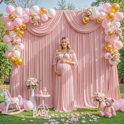24x10FT Dusty Rose Backdrop Curtains for Wedding Parties, Wrinkle Free Polyester Photography Backdrop Drapes for, alternate