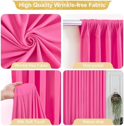 24x10FT Hot Pink Backdrop Curtains for Wedding Parties, Wrinkle Free Polyester Photography Backdrop Drapes for, alternate