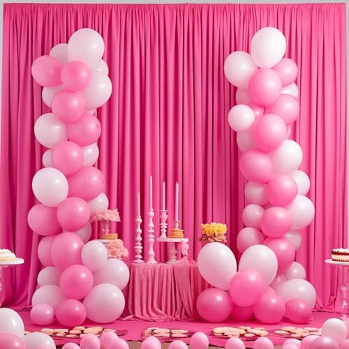 24x10FT Hot Pink Backdrop Curtains for Wedding Parties, Wrinkle Free Polyester Photography Backdrop Drapes for, alternate
