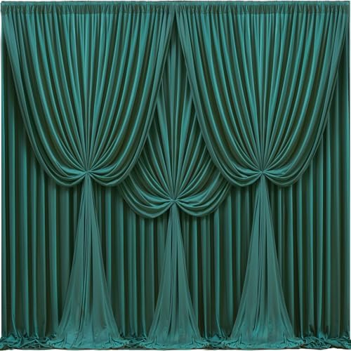 24x10FT Hunter Green Backdrop Curtains for Wedding Parties, Wrinkle Free Polyester Photography Backdrop Drapes