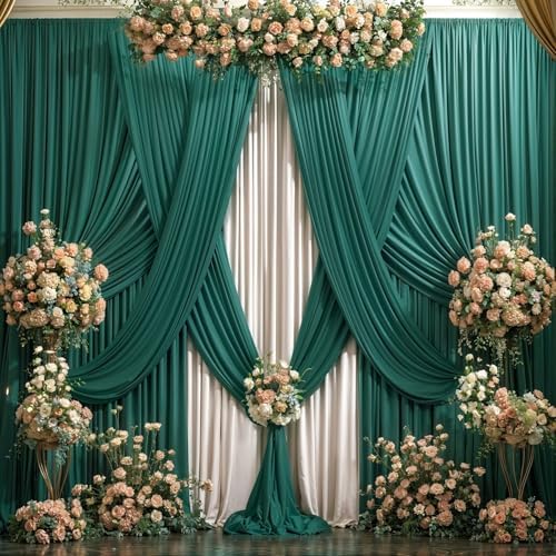 24x10FT Hunter Green Backdrop Curtains for Wedding Parties, Wrinkle Free Polyester Photography Backdrop Drapes, alternate