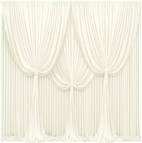 24x10FT Ivory Backdrop Curtains for Wedding Parties, Wrinkle Free Polyester Photography Backdrop Drapes for