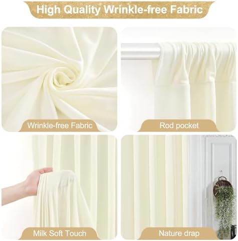 24x10FT Ivory Backdrop Curtains for Wedding Parties, Wrinkle Free Polyester Photography Backdrop Drapes for, alternate view 2