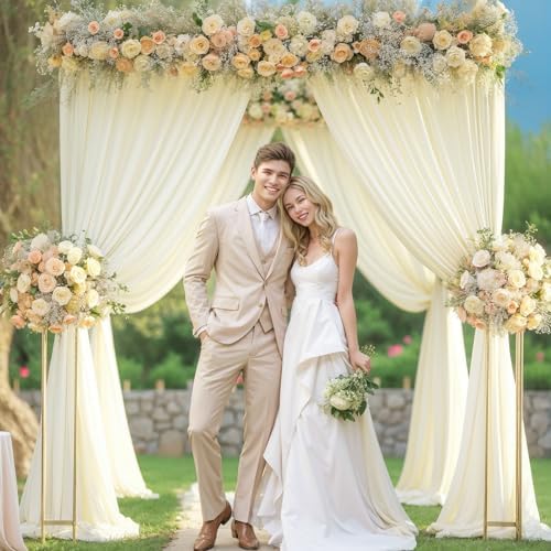 24x10FT Ivory Backdrop Curtains for Wedding Parties, Wrinkle Free Polyester Photography Backdrop Drapes for, alternate view 6