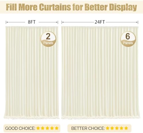 24x10FT Ivory Backdrop Curtains for Wedding Parties, Wrinkle Free Polyester Photography Backdrop Drapes for, alternate view 7