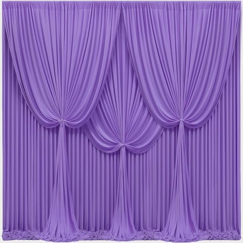 24x10FT Lavender Backdrop Curtains for Wedding Parties, Wrinkle Free Polyester Photography Backdrop Drapes for