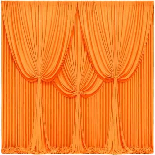24x10FT Orange Backdrop Curtains for Wedding Parties, Wrinkle Free Polyester Photography Backdrop Drapes for
