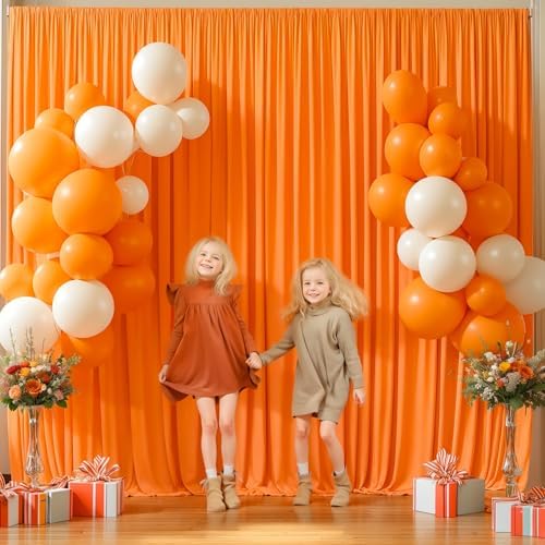 24x10FT Orange Backdrop Curtains for Wedding Parties, Wrinkle Free Polyester Photography Backdrop Drapes for, alternate view