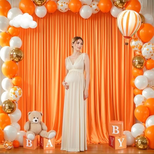 24x10FT Orange Backdrop Curtains for Wedding Parties, Wrinkle Free Polyester Photography Backdrop Drapes for, alternate view