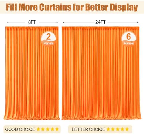 24x10FT Orange Backdrop Curtains for Wedding Parties, Wrinkle Free Polyester Photography Backdrop Drapes for, alternate view