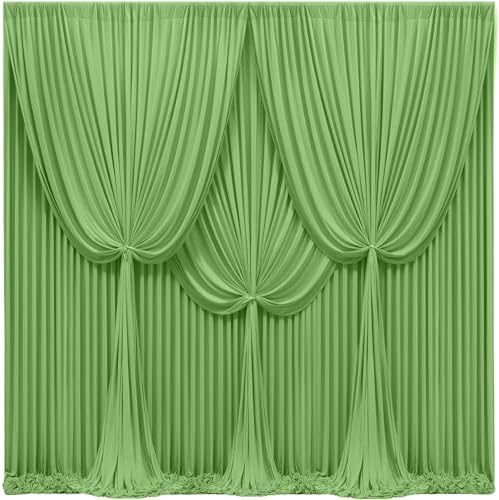 24x10FT Sage Green Backdrop Curtains for Wedding Parties, Wrinkle Free Polyester Photography Backdrop Drapes for