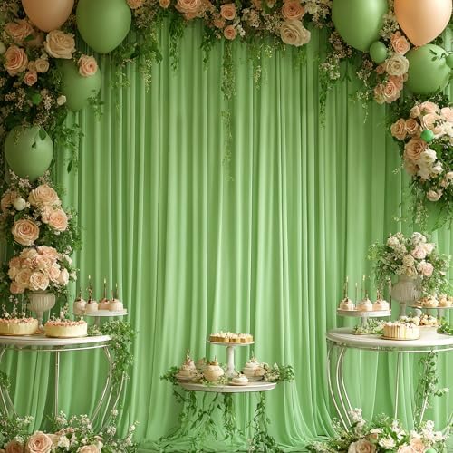 24x10FT Sage Green Backdrop Curtains for Wedding Parties, Wrinkle Free Polyester Photography Backdrop Drapes for, alternate