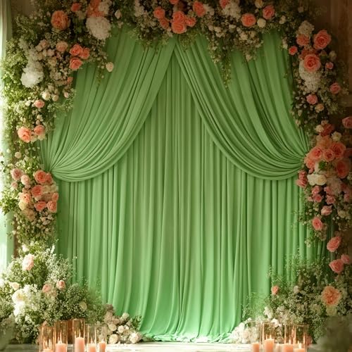 24x10FT Sage Green Backdrop Curtains for Wedding Parties, Wrinkle Free Polyester Photography Backdrop Drapes for, alternate