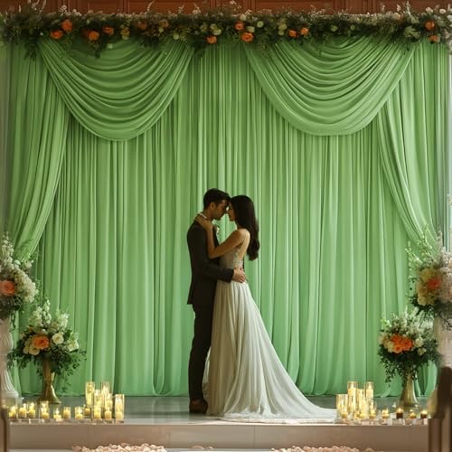 24x10FT Sage Green Backdrop Curtains for Wedding Parties, Wrinkle Free Polyester Photography Backdrop Drapes for, alternate