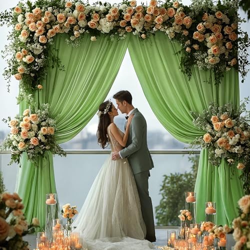 24x10FT Sage Green Backdrop Curtains for Wedding Parties, Wrinkle Free Polyester Photography Backdrop Drapes for, alternate