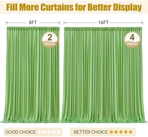 24x10FT Sage Green Backdrop Curtains for Wedding Parties, Wrinkle Free Polyester Photography Backdrop Drapes for, alternate