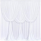 24x10FT White Backdrop Curtains for Wedding Parties, Wrinkle Free Polyester Photography Backdrop Drapes for