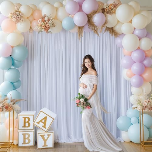 24x10FT White Backdrop Curtains for Wedding Parties, Wrinkle Free Polyester Photography Backdrop Drapes for, alternate view 4