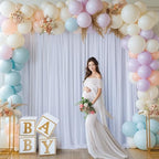 24x10FT White Backdrop Curtains for Wedding Parties, Wrinkle Free Polyester Photography Backdrop Drapes for, alternate view 4