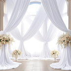 24x10FT White Backdrop Curtains for Wedding Parties, Wrinkle Free Polyester Photography Backdrop Drapes for, alternate view 6